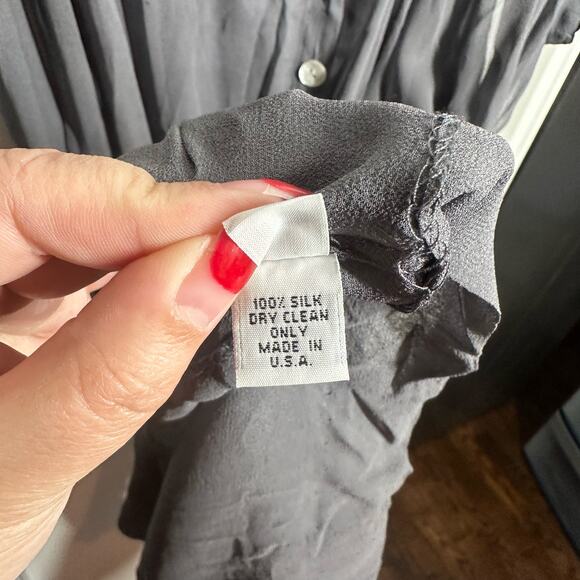 Robin Gray 100% Silk Crepe Button Front Dress Size 4 - Picture 7 of 10